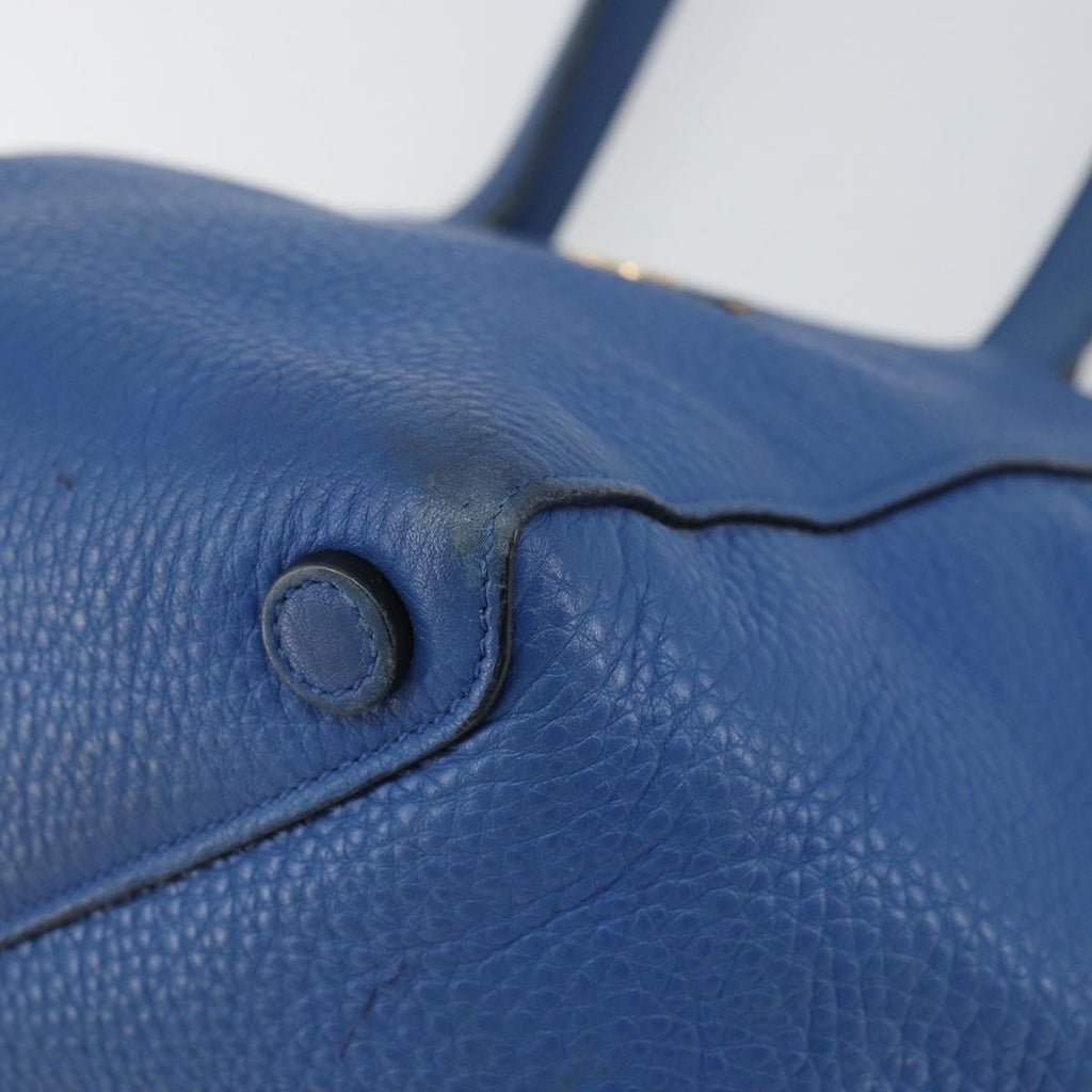 Prada Tote Vitello Daino Vitello Daino Blue Leather Tote Bag Bag (Pre-Owned)