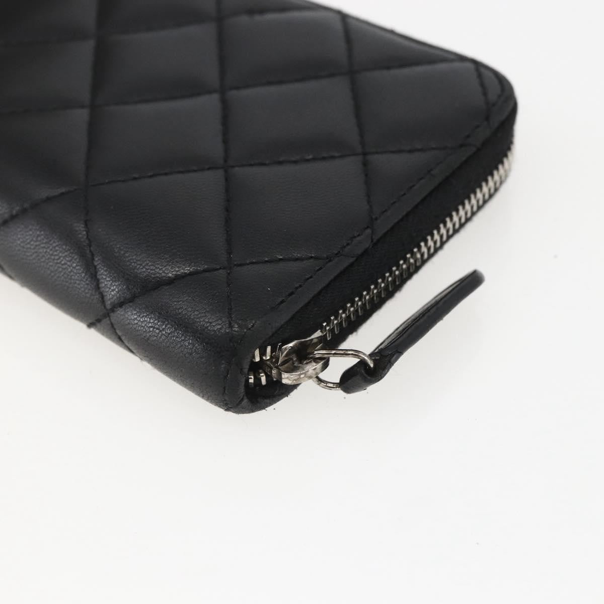 Chanel Zip Around Organizer Wallet Quilted Lambskin Black Leather Wallets Accessory (Pre-Owned)