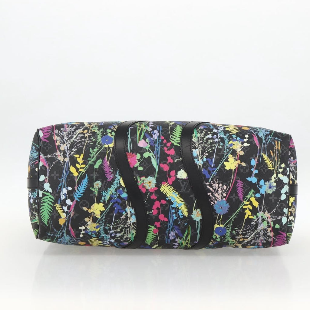 Louis Vuitton Keepall Bandouliere Bag Limited Edition Foliage Monogram Eclipse Black Canvas Travel Bag Bag (Pre-Owned)