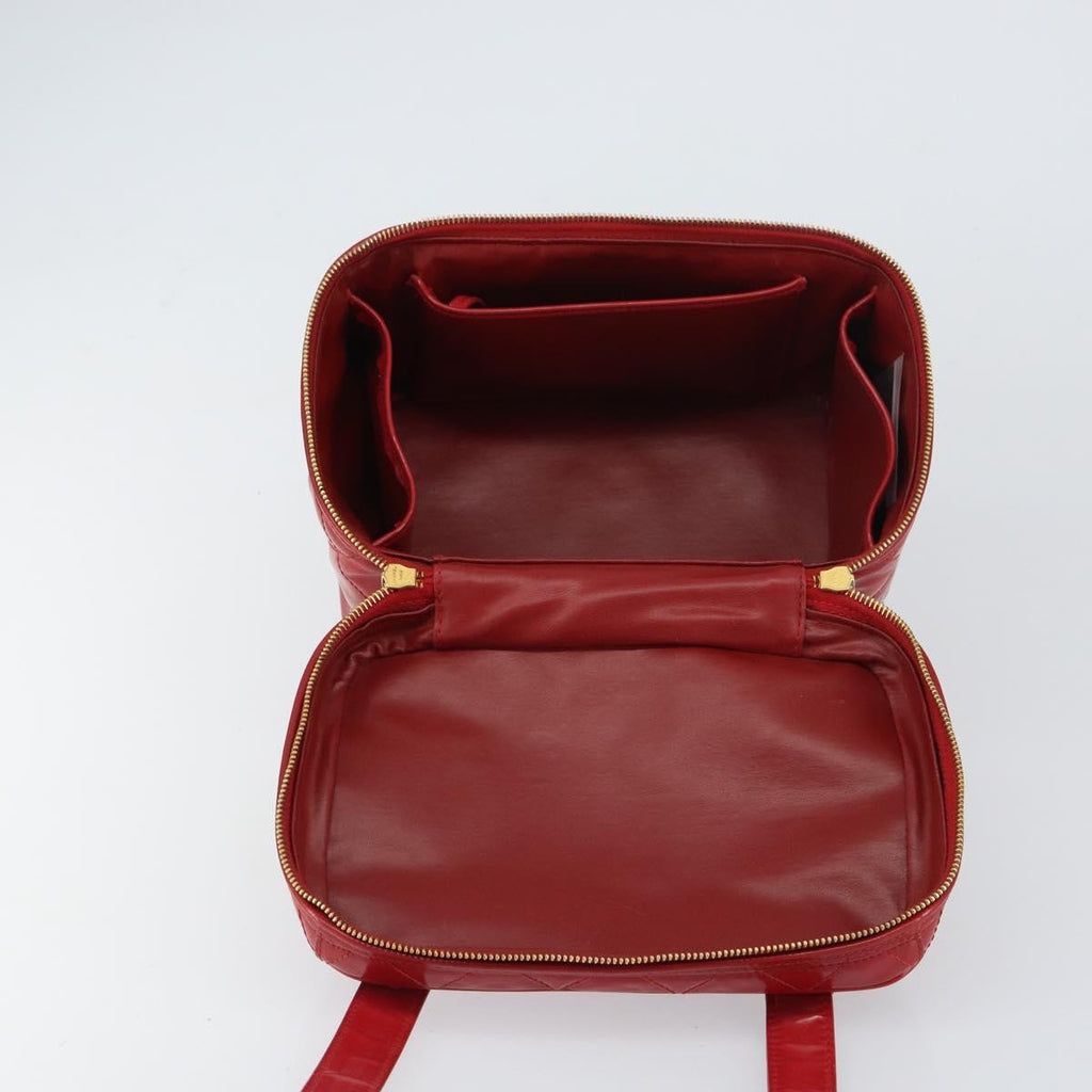 Chanel Vintage Vanity Case Patent Red Patent_Leather Handbag (Pre-Owned)