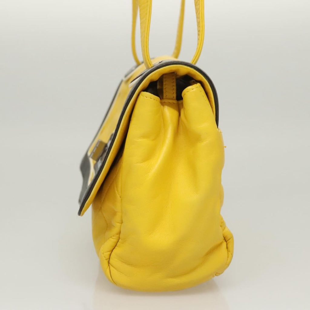 Chanel Two Tone Mademoiselle Lock Flap Bag Quilted Lambskin Yellow Leather Shoulder Bag Bag (Pre-Owned)