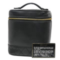 Chanel Vintage Cosmetic Case Quilted Lambskin Black Leather Handbag (Pre-Owned)