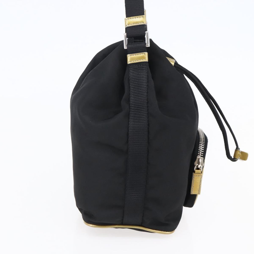 Prada Duet Drawstring Bucket Bag Tessuto Black Nylon Bag (Pre-Owned)