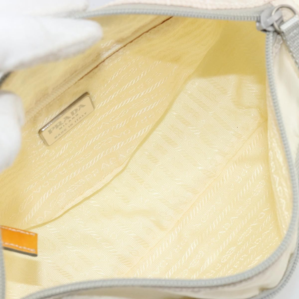 Prada Zip Waist Bag Tessuto White Nylon Shoulder Bag Bag (Pre-Owned)
