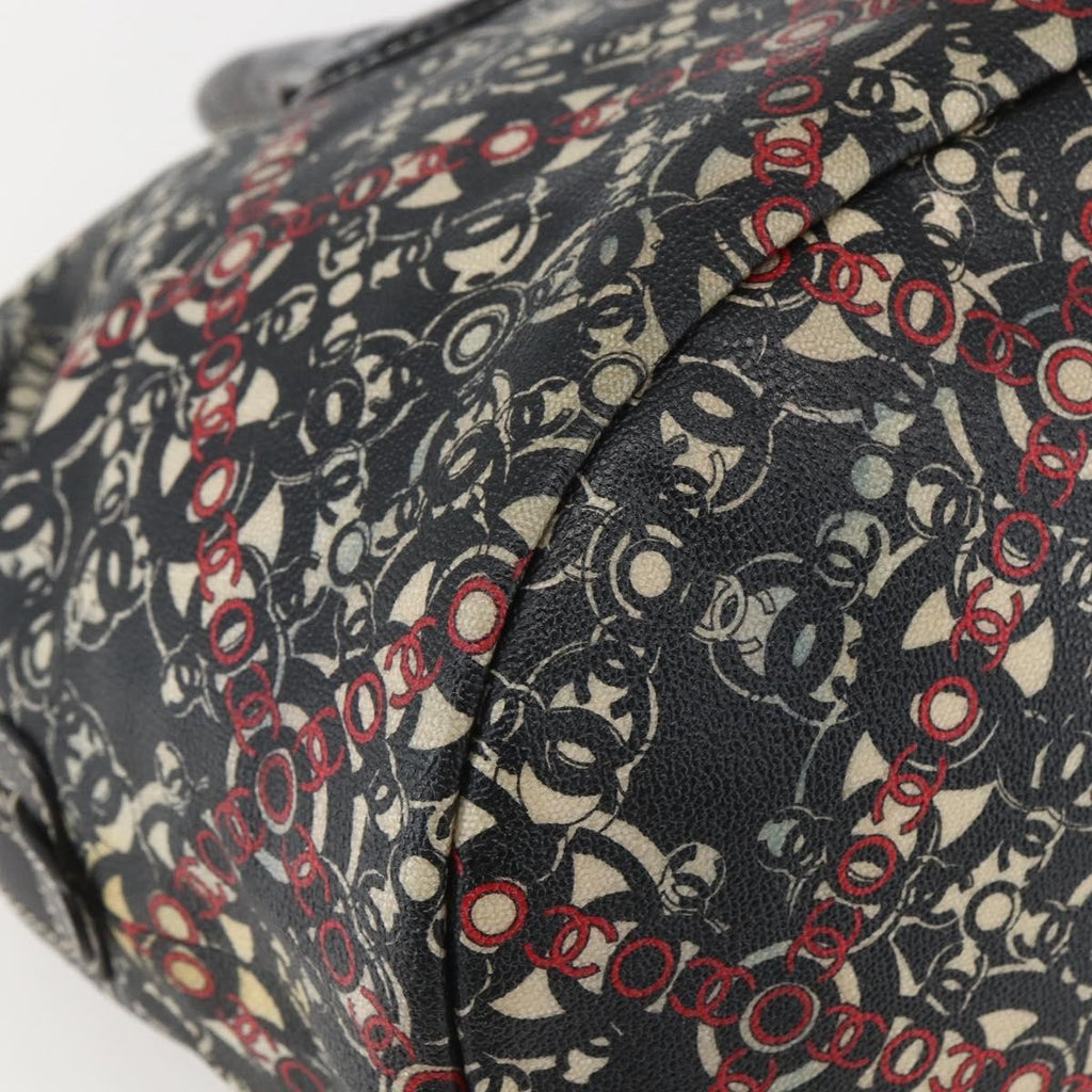 Chanel Optic Coco Bowler Bag Printed Coated Canvas With Caviar Black Pvc Travel Bag Bag (Pre-Owned)