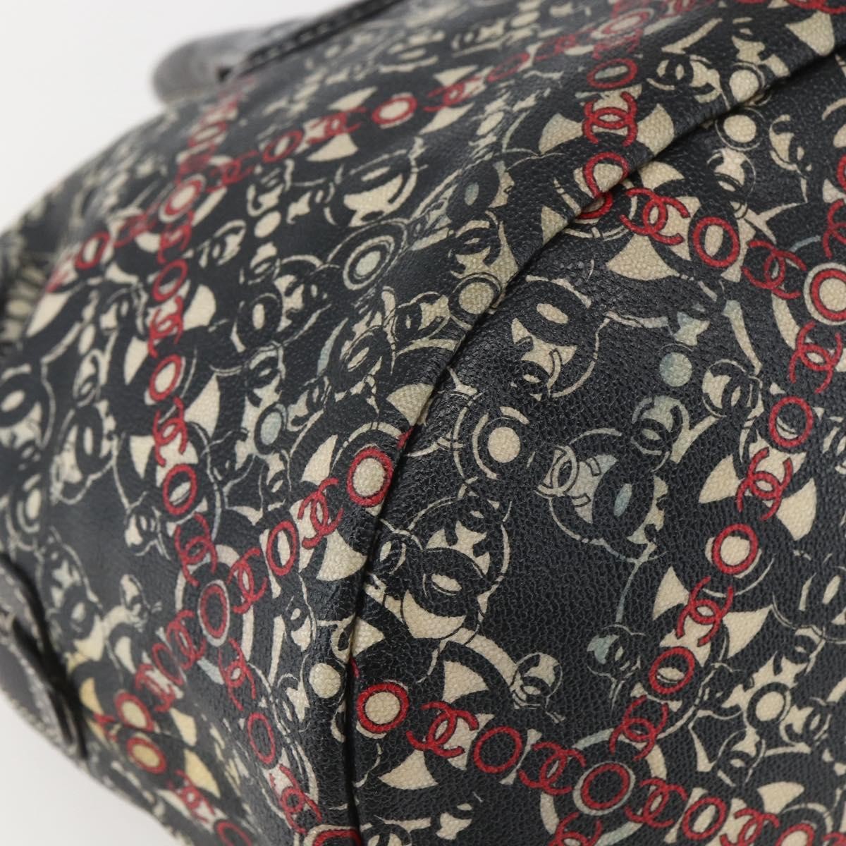 Chanel Optic Coco Bowler Bag Printed Coated Canvas With Caviar Black Pvc Travel Bag Bag (Pre-Owned)