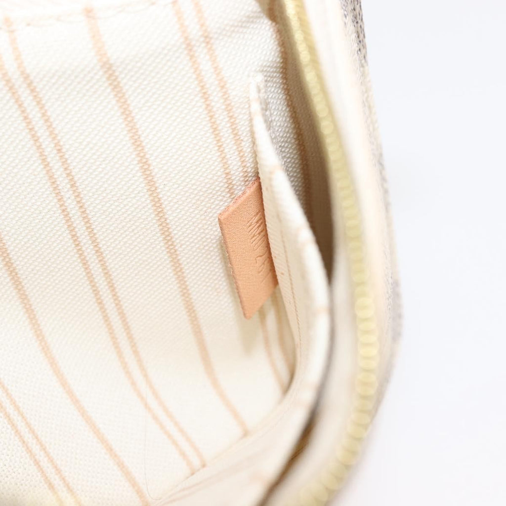 Louis Vuitton Neverfull Pochette Damier White Canvas Clutche & Pouche Bag (Pre-Owned)