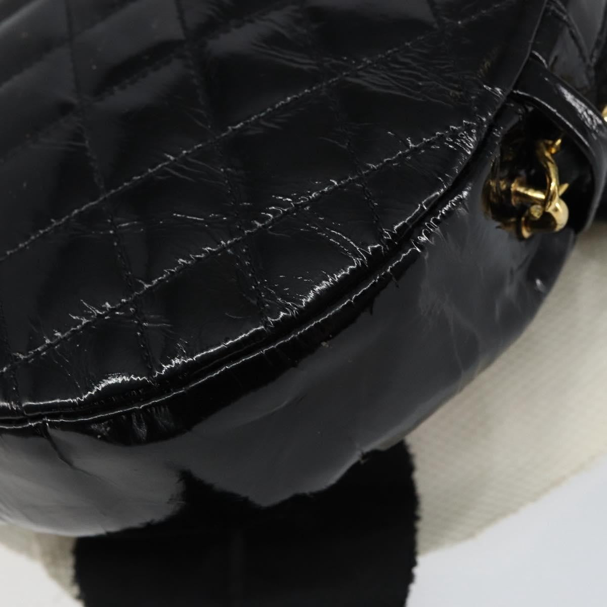Chanel Vintage Camellia Round Evening Bag Lambskin And Satin Black Patent_Leather Clutche & Pouche Bag (Pre-Owned)