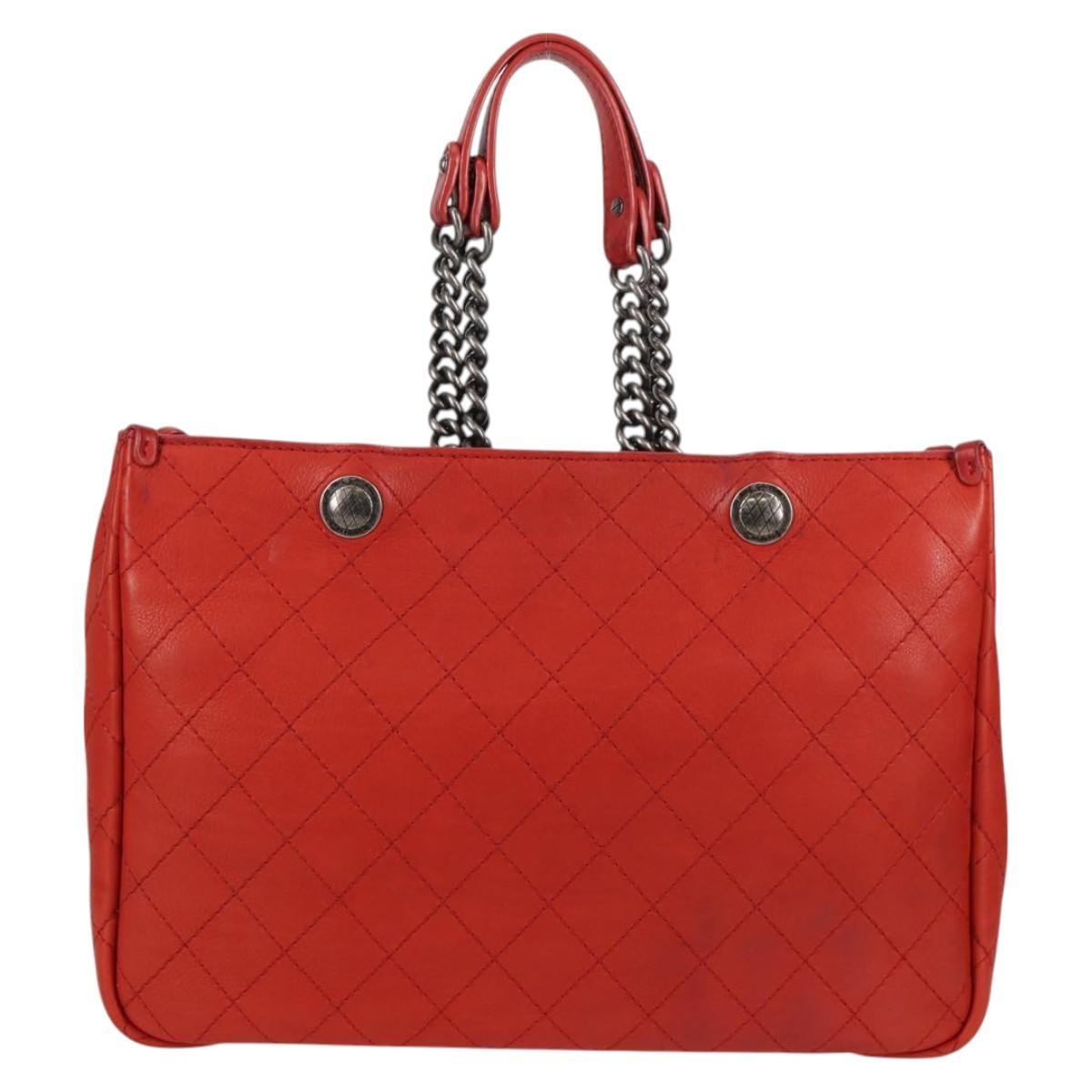 Chanel Shopping Tote Quilted Caviar Orange Leather Shoulder Bag Bag (Pre-Owned)