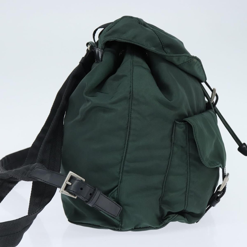 Prada Vela Double Front Pocket Backpack Tessuto With Saffiano Leather Khaki Nylon Backpack Bag (Pre-Owned)