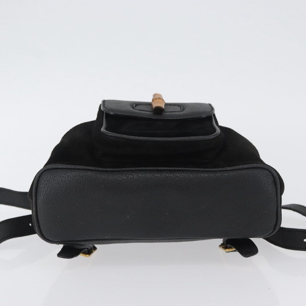 Gucci Gucci Bamboo Backpack Daim Black Suede Backpack Bag (Pre-Owned)