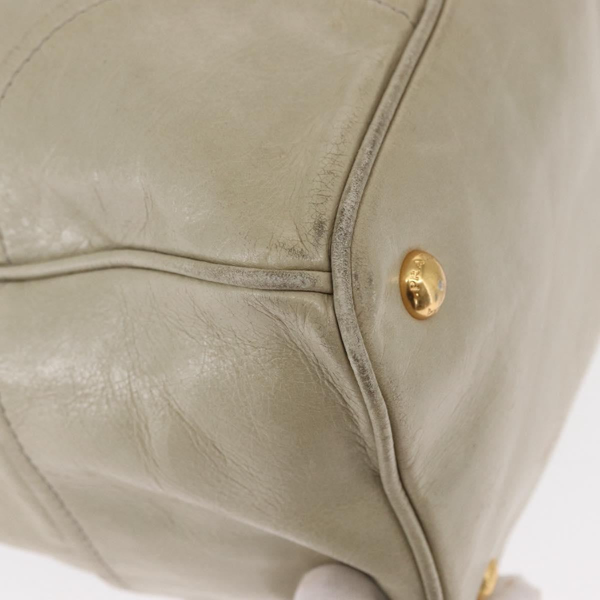 Prada Tote Vitello Daino Vitello Daino Beige Leather Handbag (Pre-Owned)
