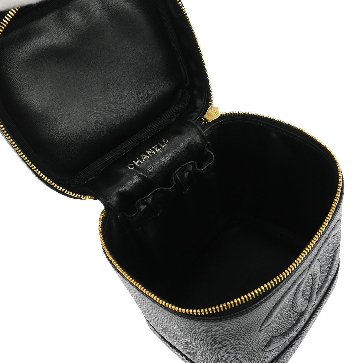 Chanel Vintage Timeless Cosmetic Case Caviar Black Leather Clutche & Pouche Bag (Pre-Owned)