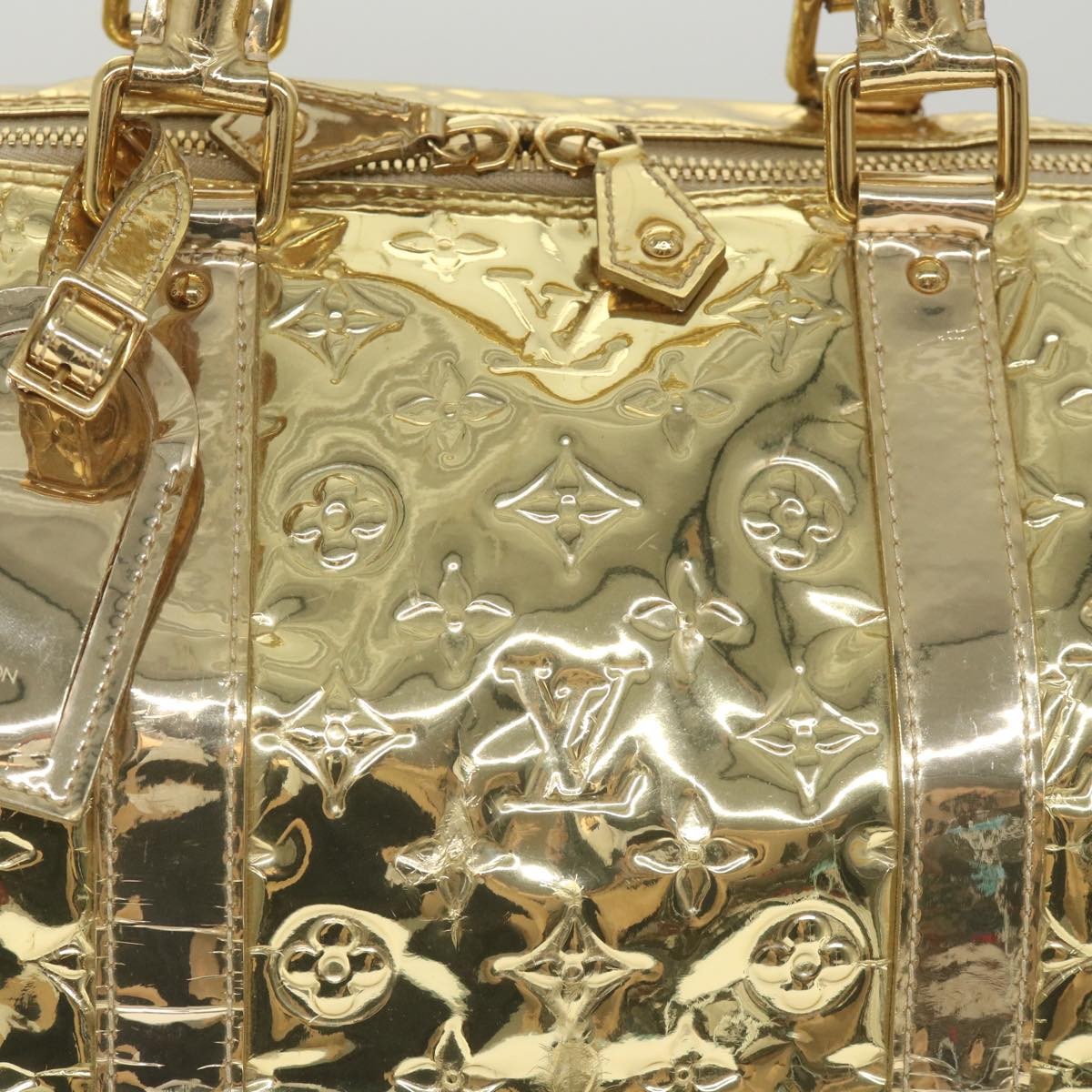 Louis Vuitton Keepall Bag Monogram Miroir Pvc Gold Patent_Leather Travel Bag Bag (Pre-Owned)