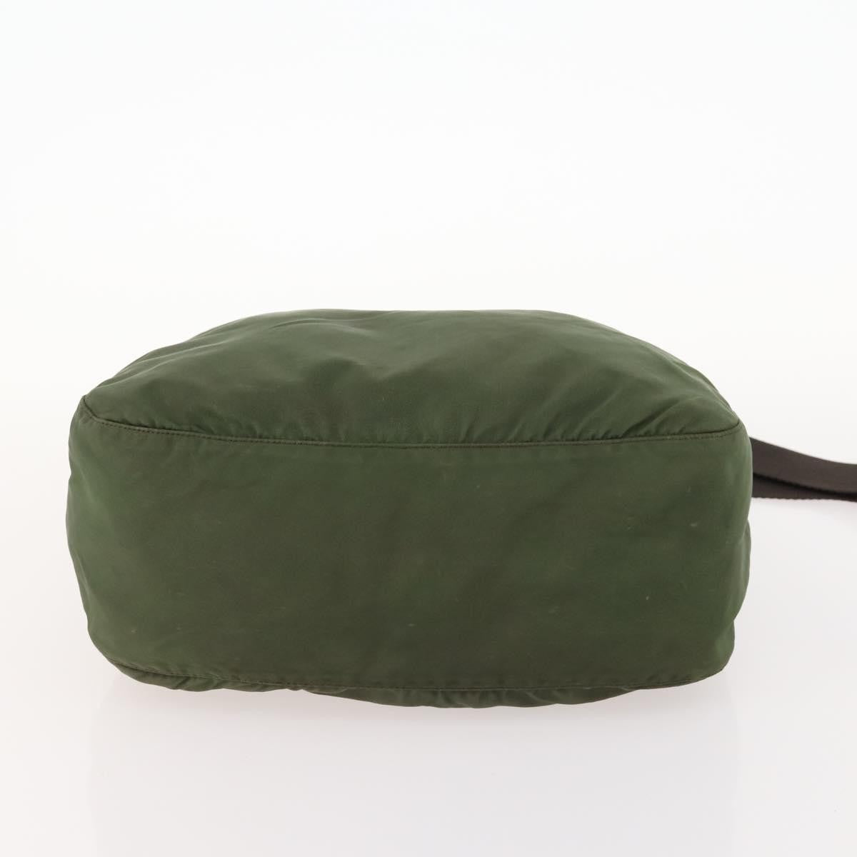 Prada Zip Top Messenger Bag Tessuto Khaki Nylon Shoulder Bag Bag (Pre-Owned)