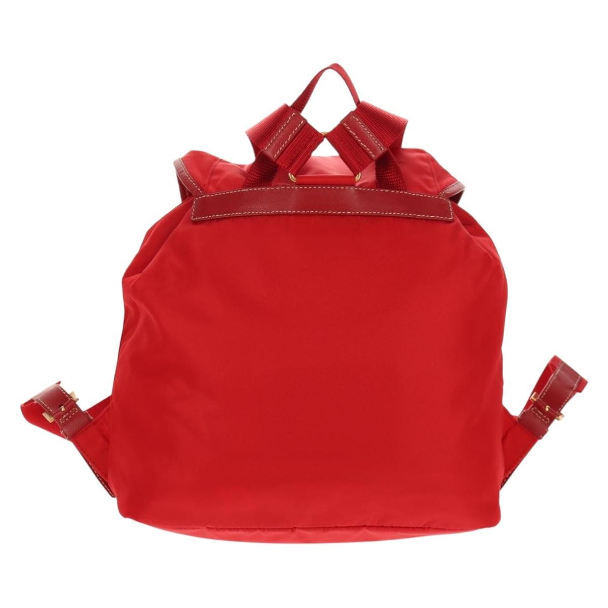 Prada Vela Double Front Pocket Backpack Tessuto With Saffiano Leather Red Nylon Backpack Bag (Pre-Owned)