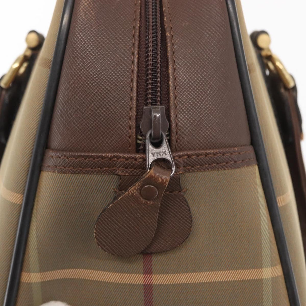 Burberry Nova Handbag Canvas Khaki Canvas Handbag (Pre-Owned)