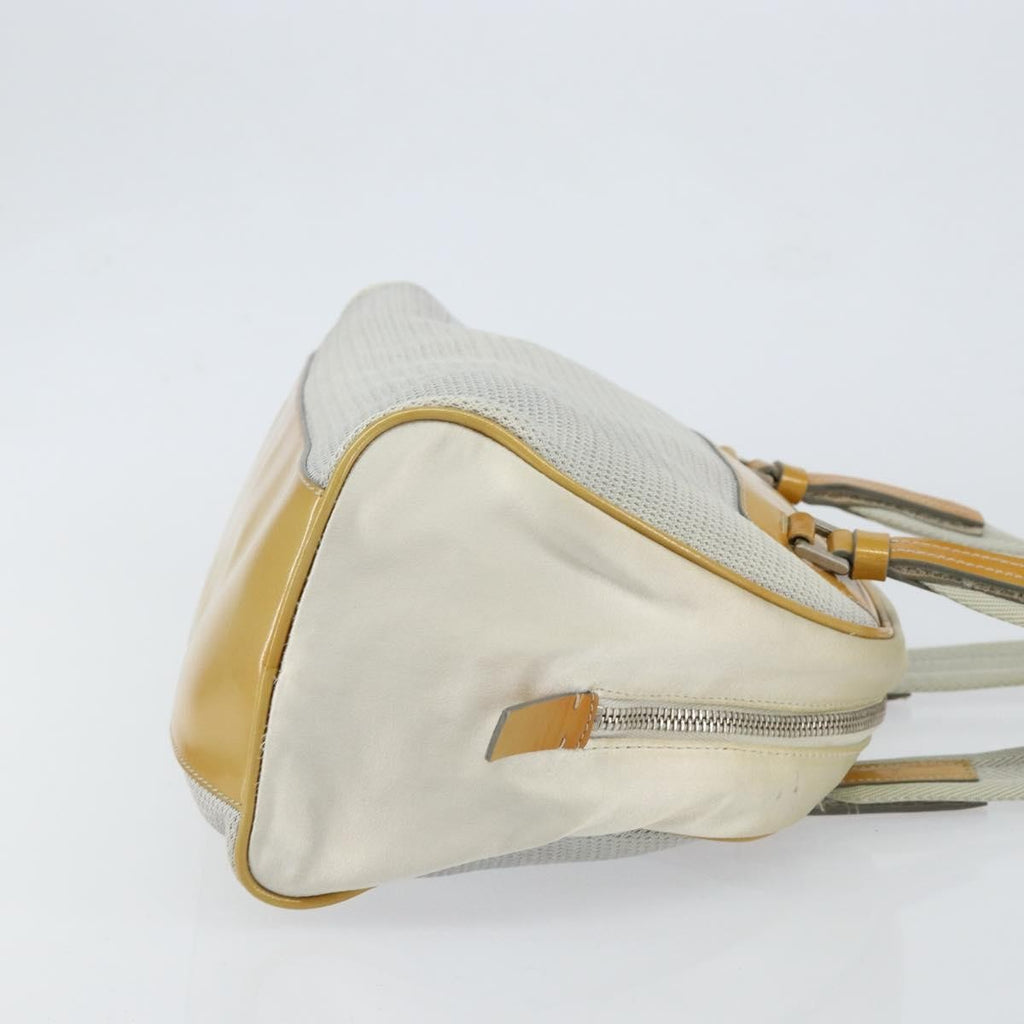 Prada Vintage Zip Handbag Tessuto Silver Nylon Handbag (Pre-Owned)