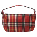 Burberry Nova Check Handbag Leather And Nylon Red Nylon Handbag (Pre-Owned)