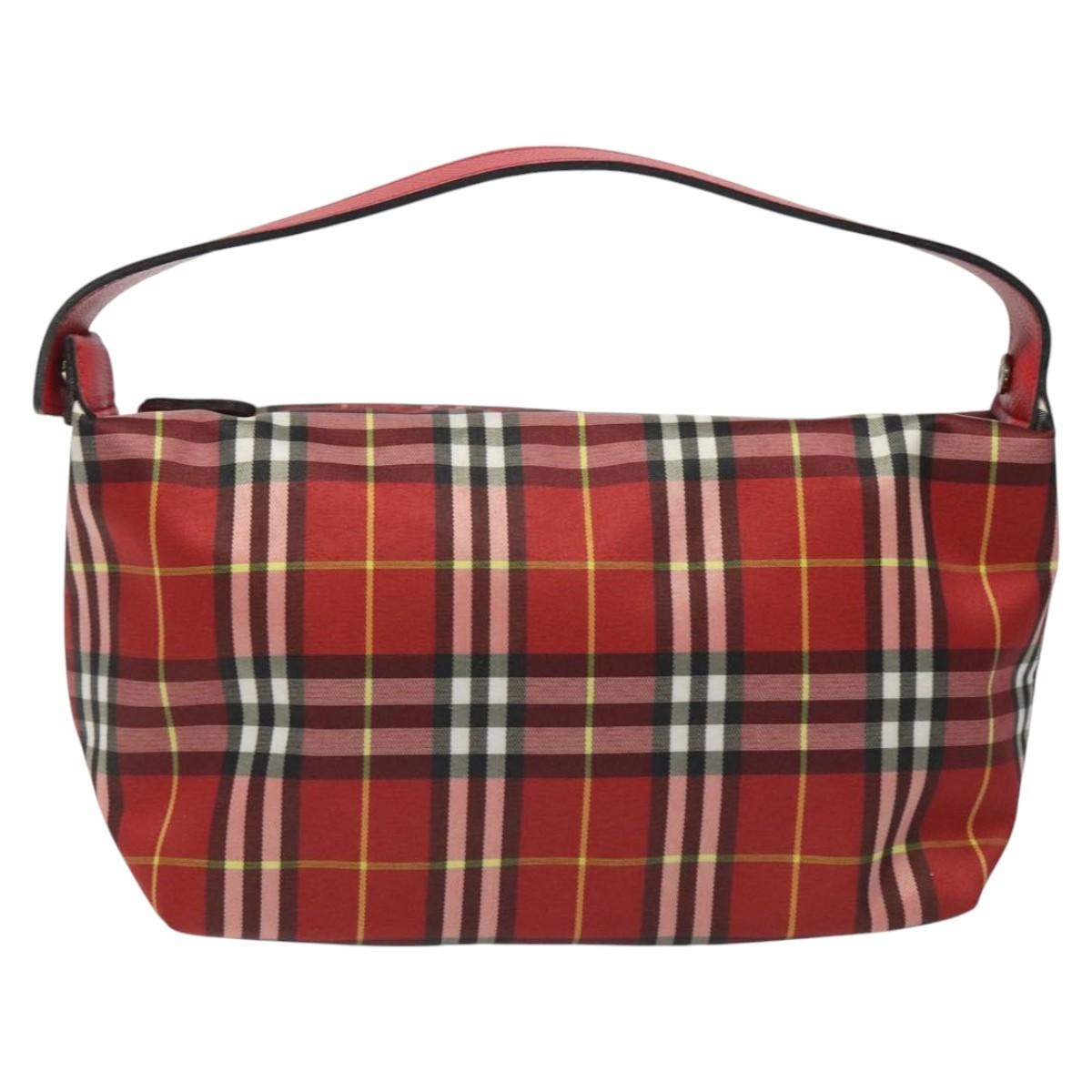 Burberry Nova Check Handbag Leather And Nylon Red Nylon Handbag (Pre-Owned)