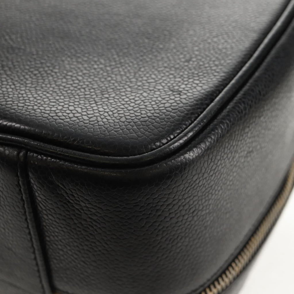 Chanel Vintage Timeless Zip Around Vanity Case Caviar Black Leather Clutche & Pouche Bag (Pre-Owned)