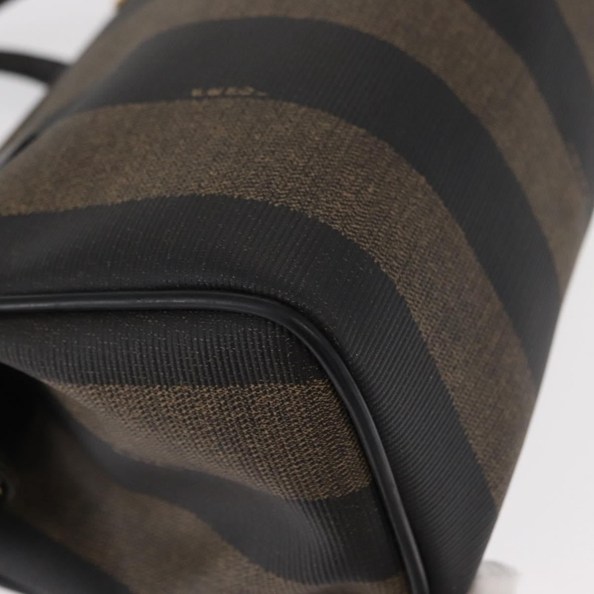 Fendi Vintage Pequin Convertible Boston Bag Coated Canvas Brown Canvas Travel Bag Bag (Pre-Owned)