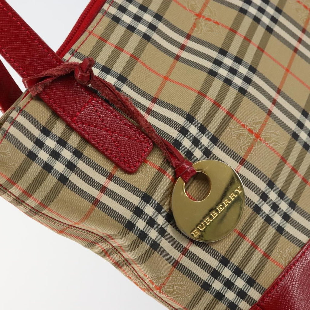 Burberry Nova Check Handbag Nova Check Canvas Beige Canvas Handbag (Pre-Owned)