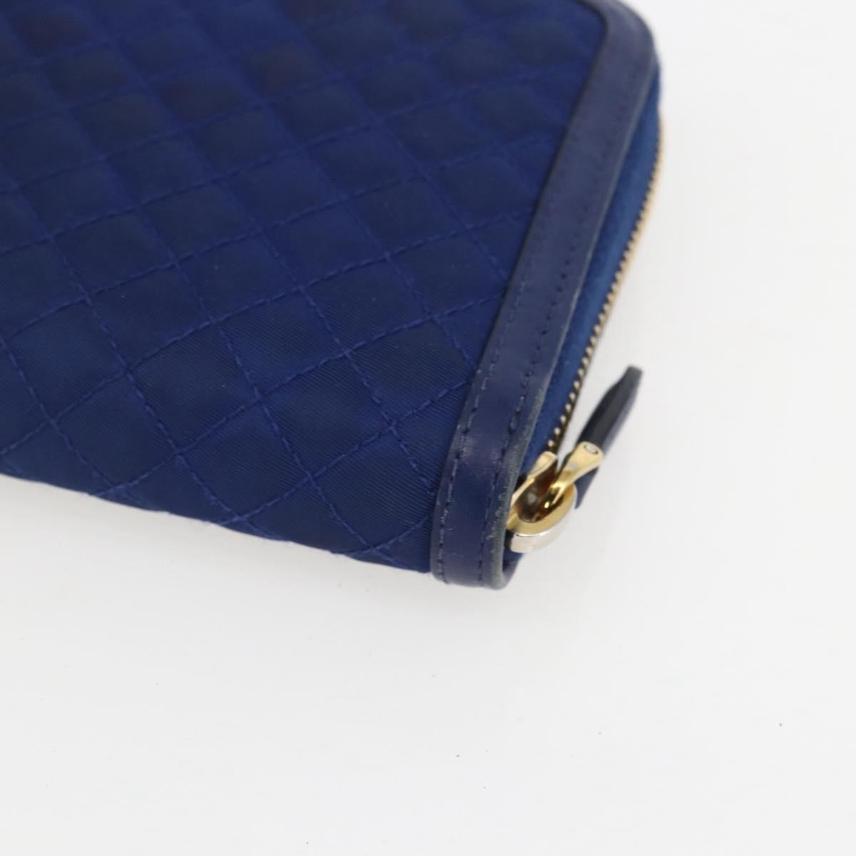 Prada Zip Around Organizer Wallet Saffiano Leather With Applique Blue Leather Wallets Accessory (Pre-Owned)