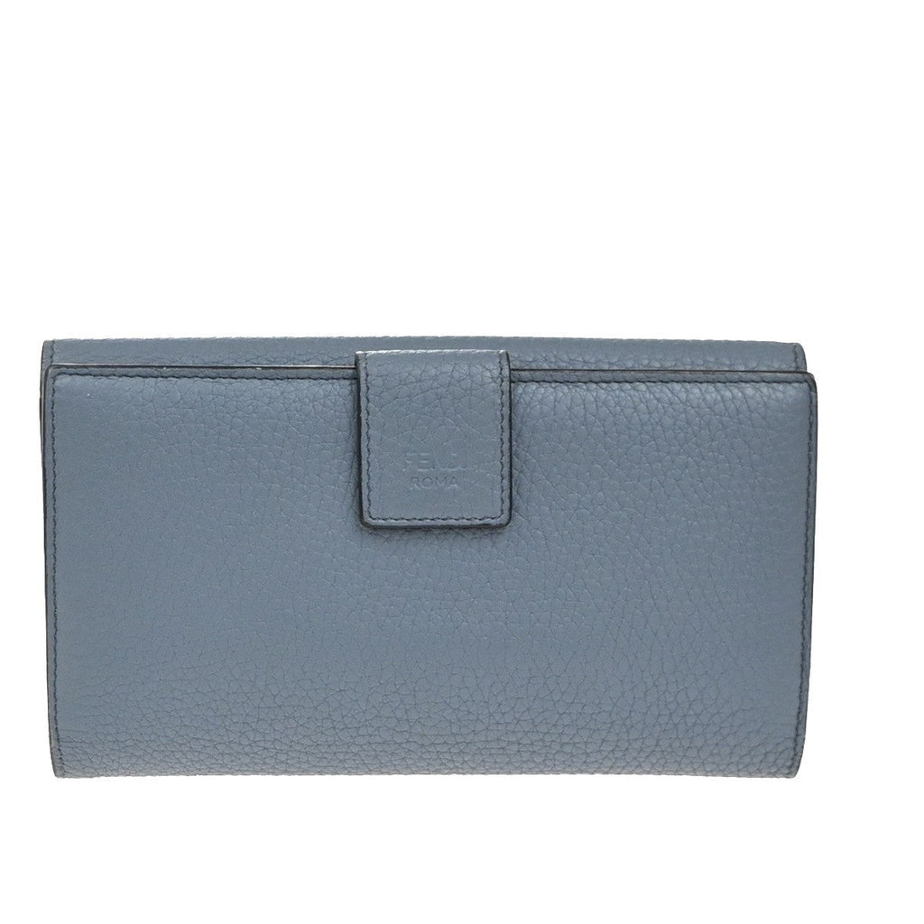 Fendi Peekaboo Wallet Leather Blue Leather Wallets Accessory (Pre-Owned)