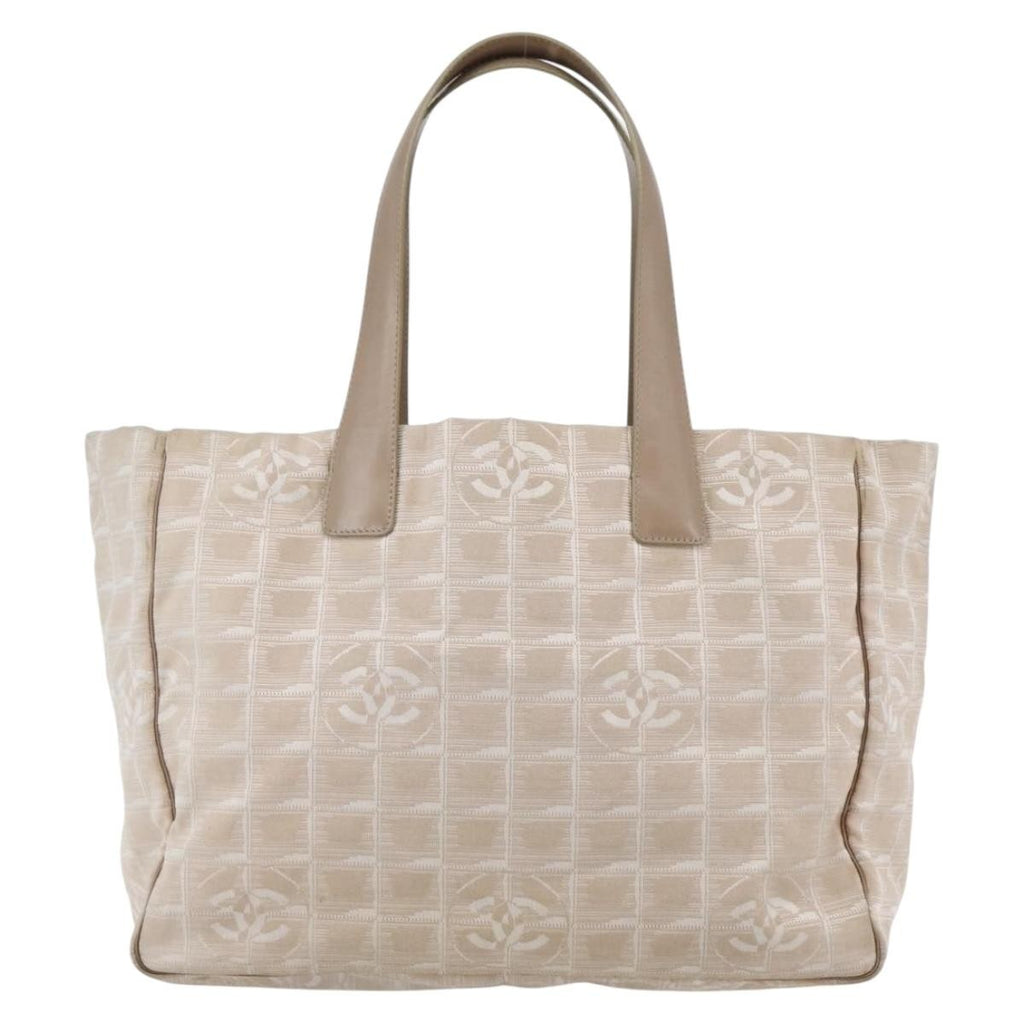 Chanel Travel Line Tote Nylon Beige Nylon Bag (Pre-Owned)