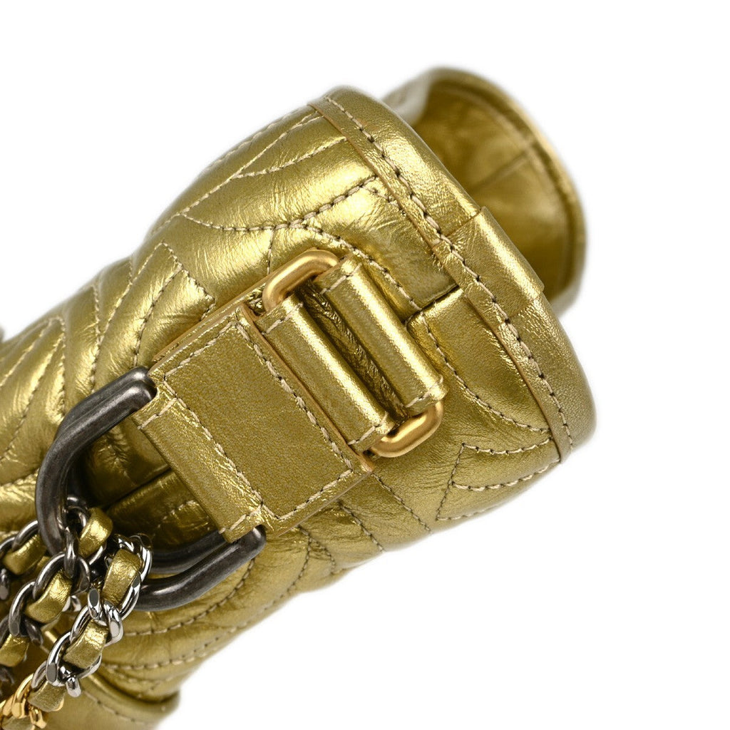 Chanel Gabrielle Hobo Quilted Metallic Aged Calfskin Gold Leather Shoulder Bag Bag (Pre-Owned)