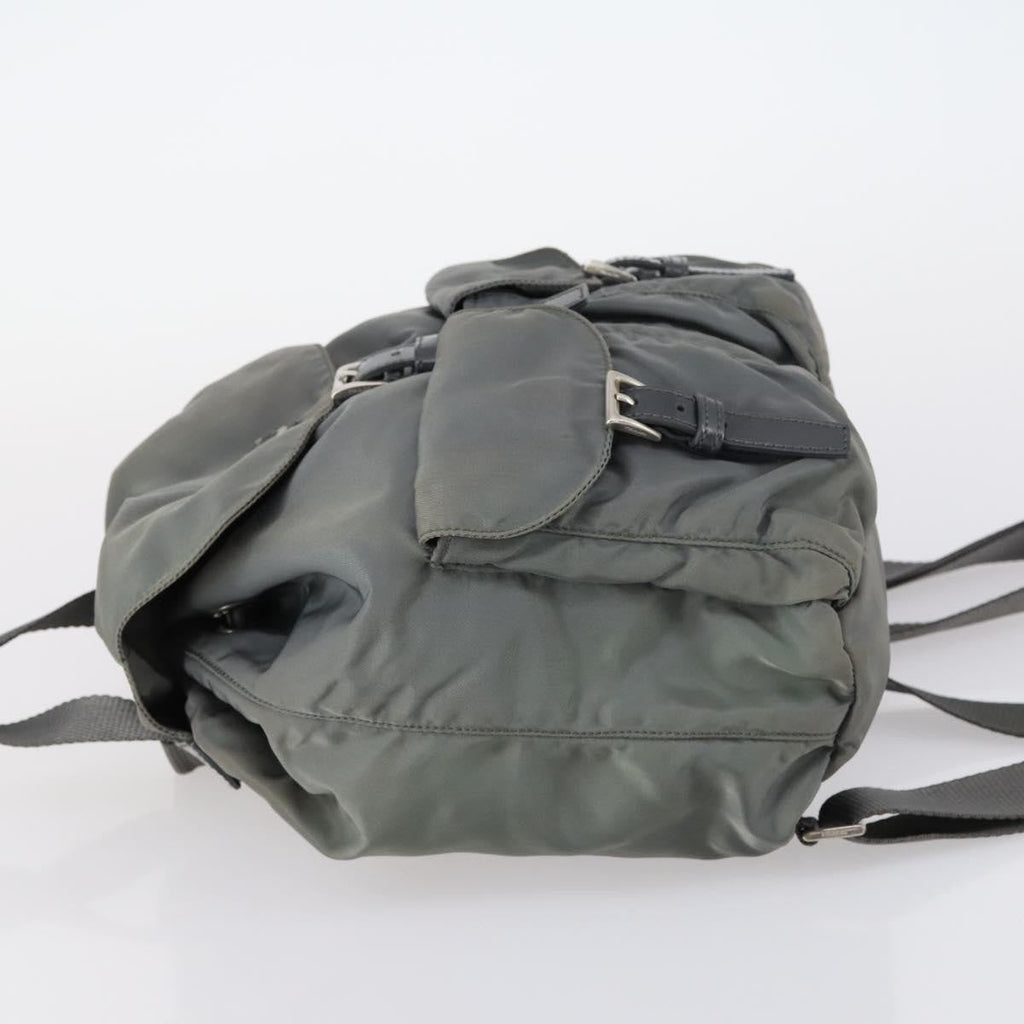 Prada Double Front Pocket Backpack Tessuto Gray Nylon Backpack Bag (Pre-Owned)