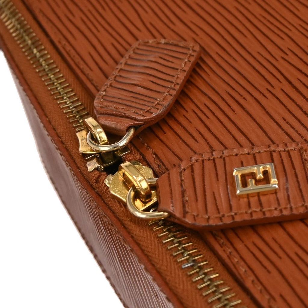 Fendi Vintage Shoulder Bag Leather Brown Leather Shoulder Bag Bag (Pre-Owned)