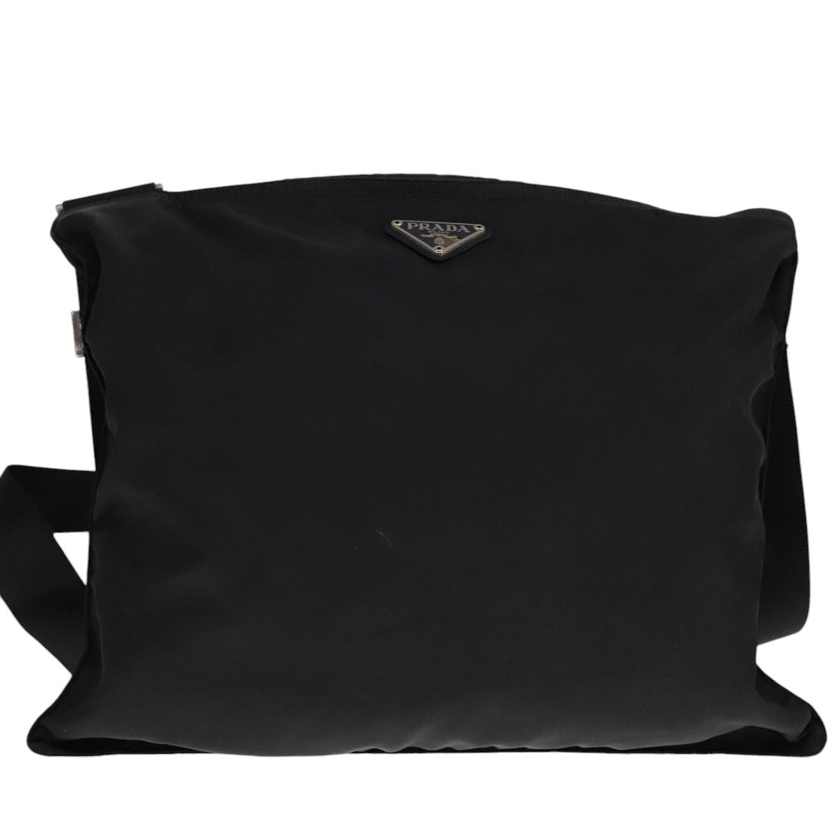 Prada Flat Messenger Bag Tessuto Black Nylon Shoulder Bag Bag (Pre-Owned)