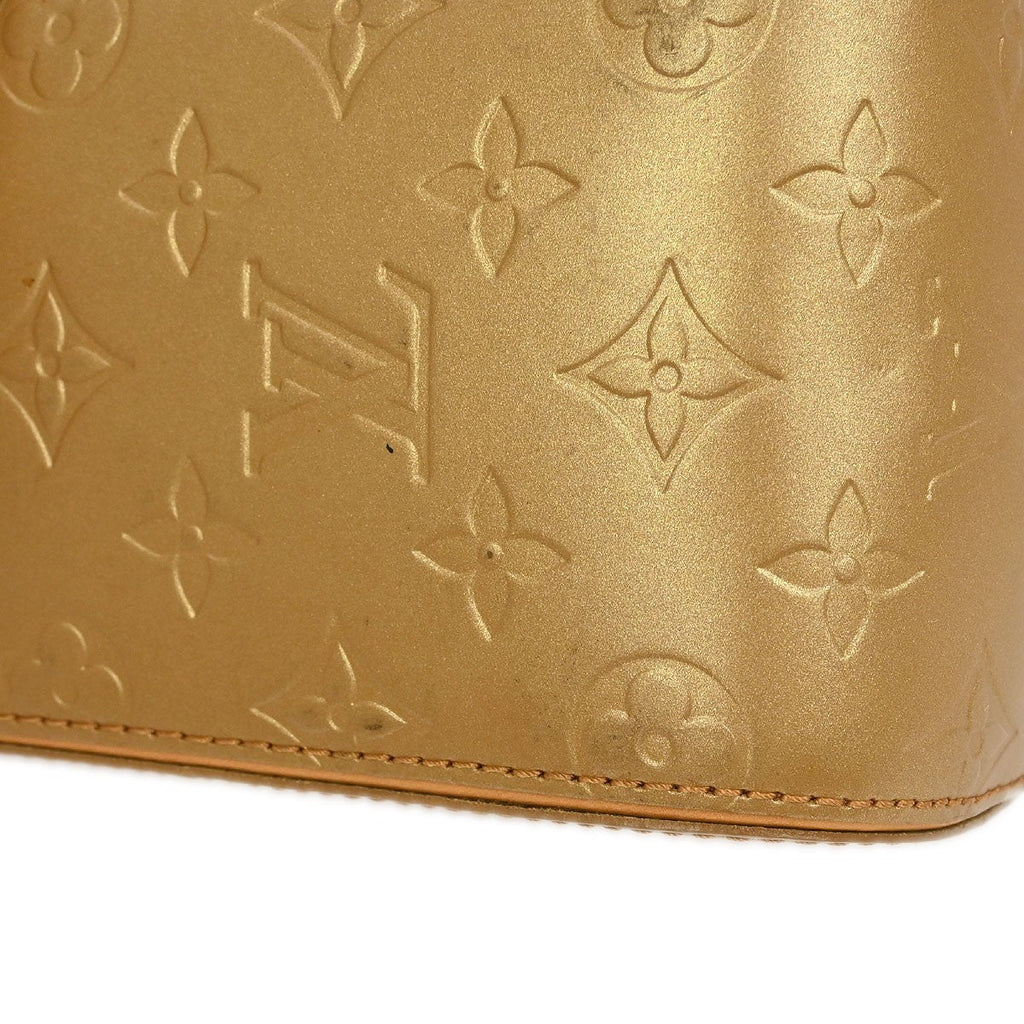 Louis Vuitton Mat Shelton Handbag Monogram Vernis Beige Leather Handbag (Pre-Owned)