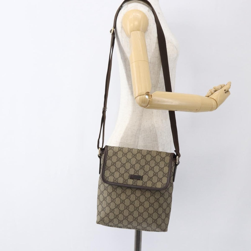 Gucci Flap Messenger Gg Coated Canvas Beige Canvas Shoulder Bag Bag (Pre-Owned)