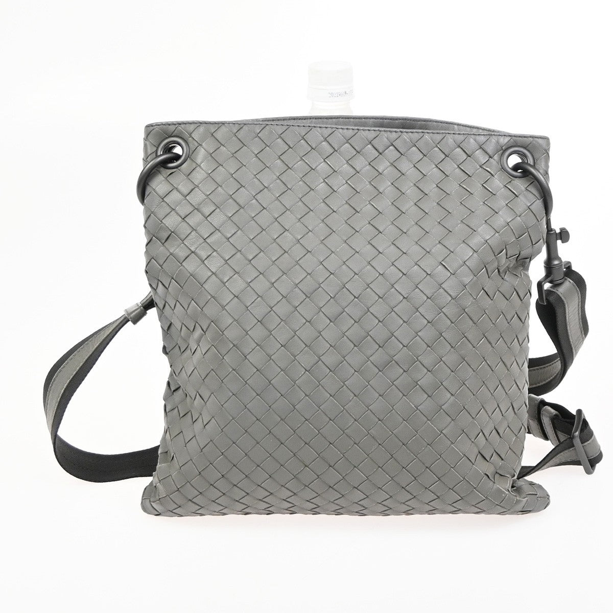 Bottega Veneta Flat Messenger Bag Intrecciato Nappa Gray Leather Shoulder Bag Bag (Pre-Owned)