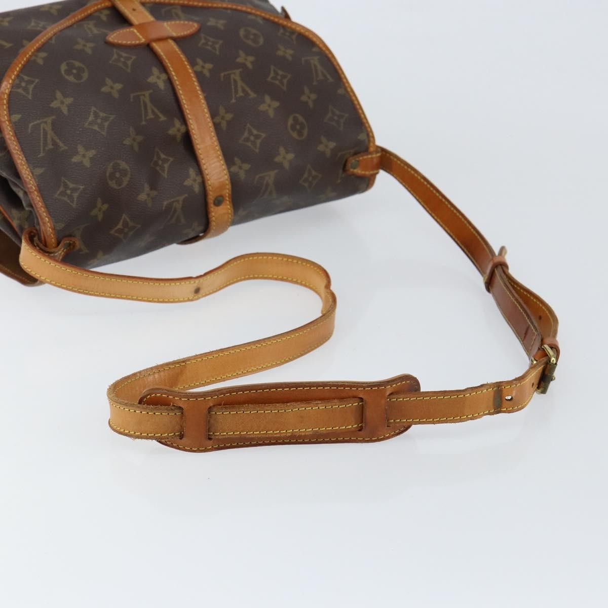 Louis Vuitton Saumur Handbag Monogram Canvas Brown Canvas Shoulder Bag Bag (Pre-Owned)