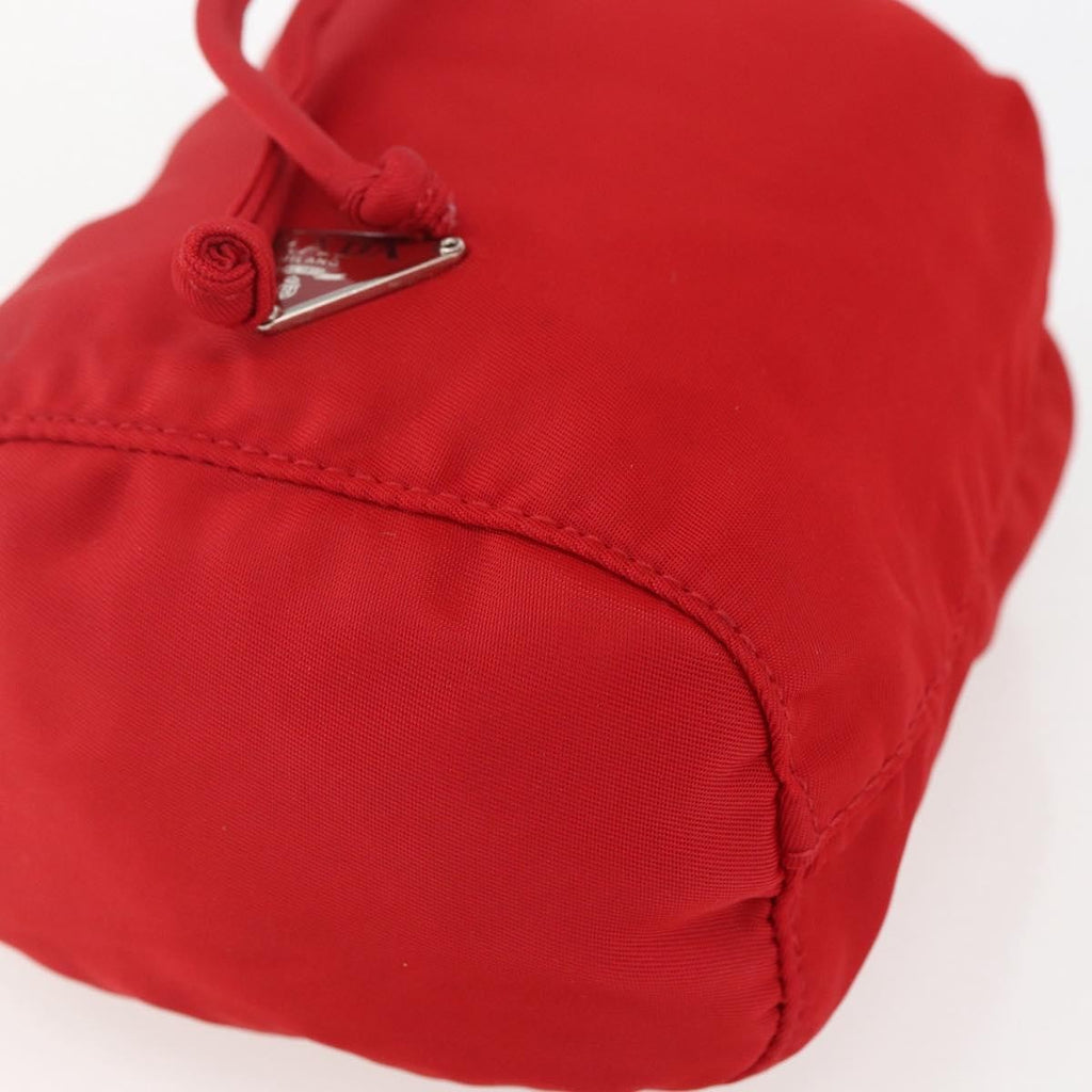 Prada Drawstring Wristlet Bucket Bag Tessuto Red Nylon Clutche & Pouche Bag (Pre-Owned)