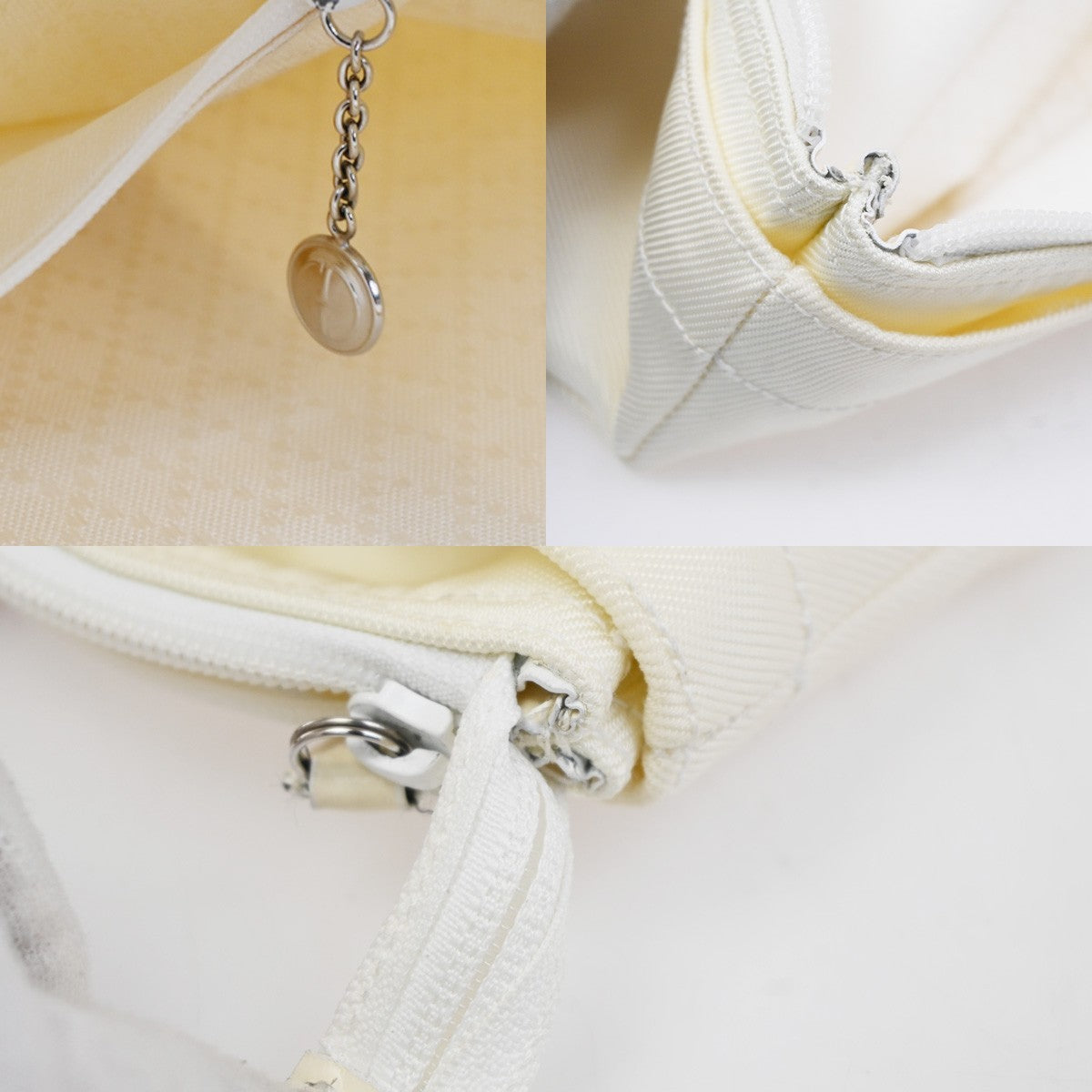 Gucci Convertible Bamboo Zip Tote Nylon White Nylon Tote Bag Bag (Pre-Owned)