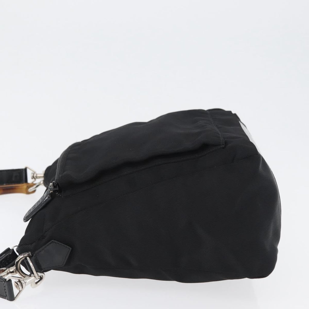 Gucci Vintage Bamboo Shoulder Bag Nylon Black Nylon Shoulder Bag Bag (Pre-Owned)