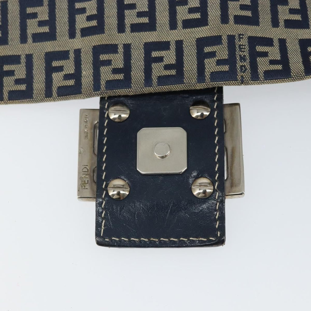 Fendi Mamma Baguette Zucchino Canvas Navy Canvas Shoulder Bag Bag (Pre-Owned)