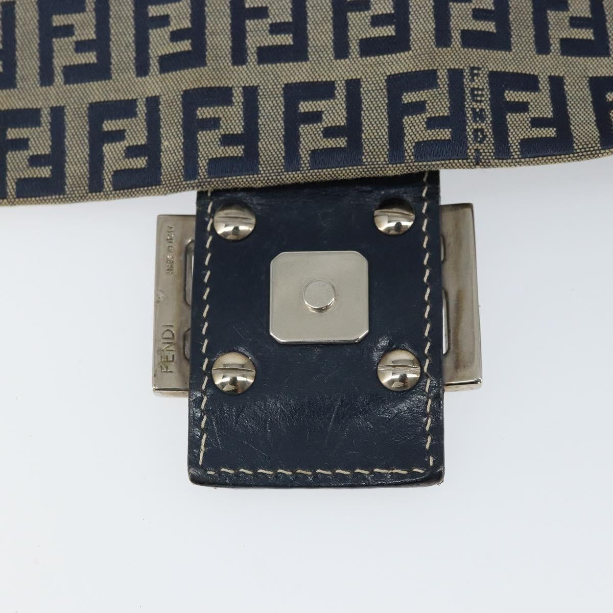 Fendi Mamma Baguette Zucchino Canvas Navy Canvas Shoulder Bag Bag (Pre-Owned)