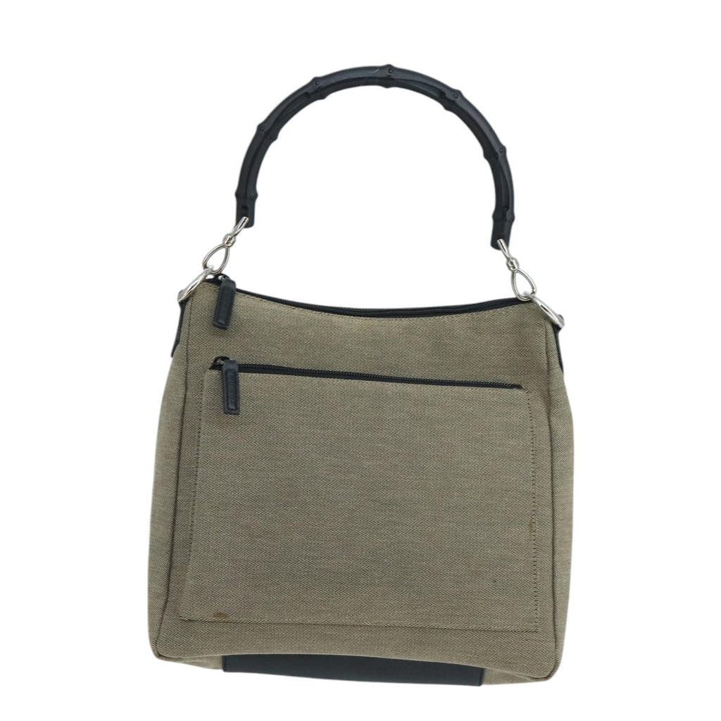 Gucci Vintage Bamboo Shoulder Bag Canvas Beige Canvas Shoulder Bag Bag (Pre-Owned)