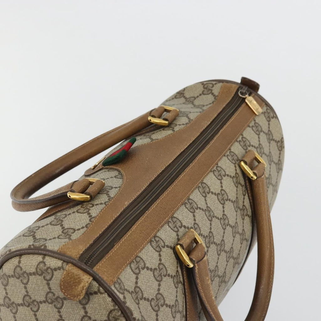 Gucci Vintage Web Sherry Line Handbag Micro Gg Canvas Beige Canvas Handbag (Pre-Owned)