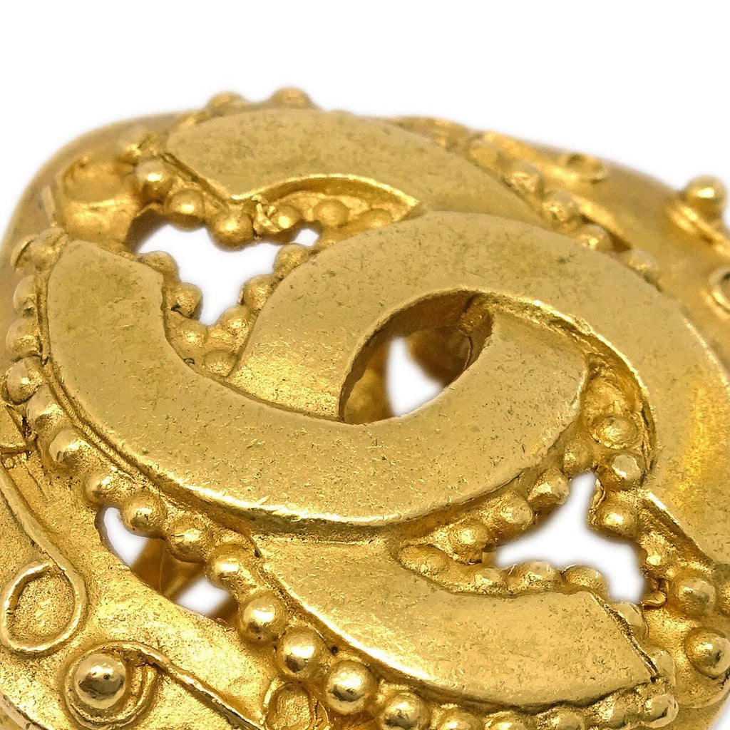 Chanel Cc Rhombus Clip-On Earrings Metal Gold Gold_Plated Earrings Jewelry (Pre-Owned)