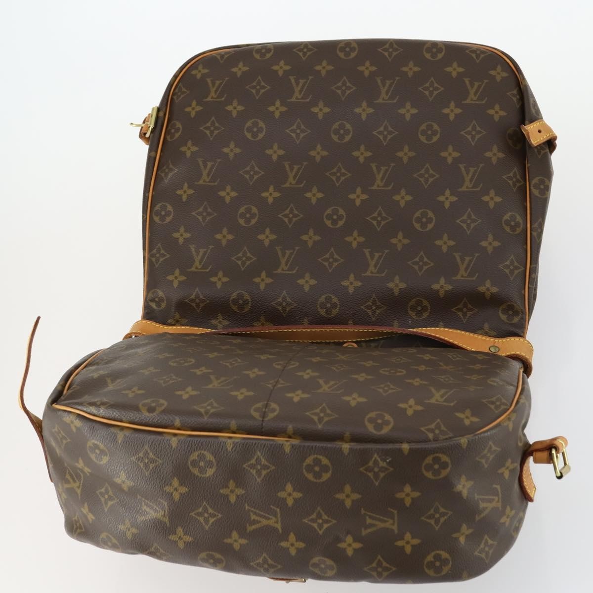 Louis Vuitton Saumur Handbag Monogram Canvas Brown Canvas Shoulder Bag Bag (Pre-Owned)