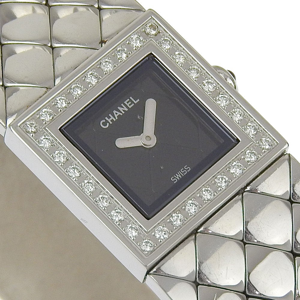 Chanel Matelasse Quartz Watch Stainless Steel With Diamond Bezel Watch (Pre-Owned)