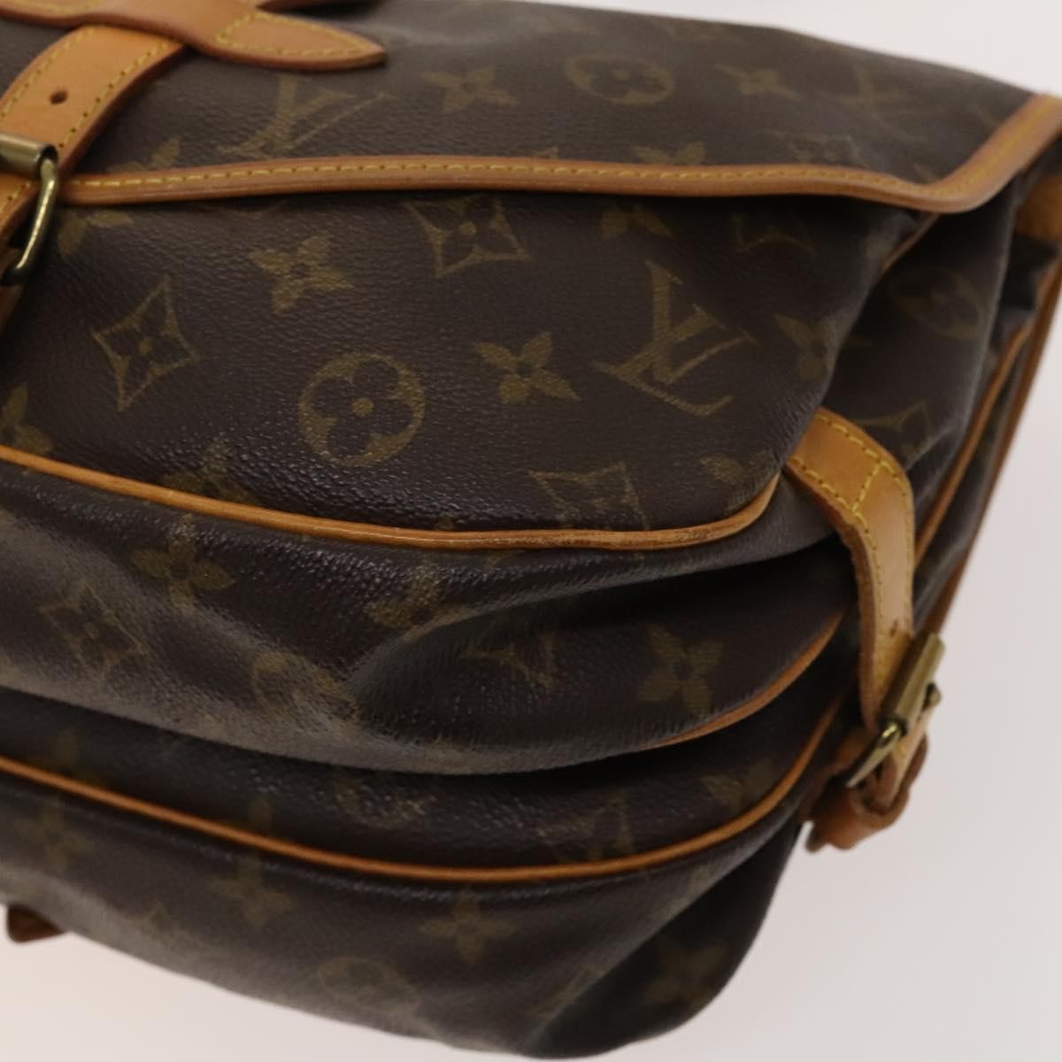 Louis Vuitton Saumur Handbag Monogram Canvas Brown Canvas Shoulder Bag Bag (Pre-Owned)