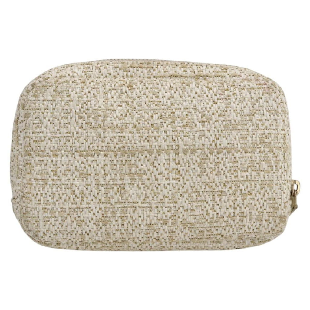 Chanel Deauville Curvy Cosmetic Pouch Tweed Gold Tweed Clutche & Pouche Bag (Pre-Owned)